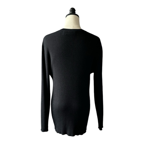 Nordstrom silk long sleeve button down ribbed cardigan twin set w/shell | Size M - Picture 4 of 15